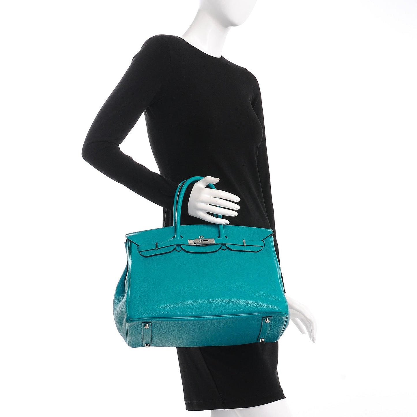 Taurillon Clemence Birkin 35 Bleu Paon