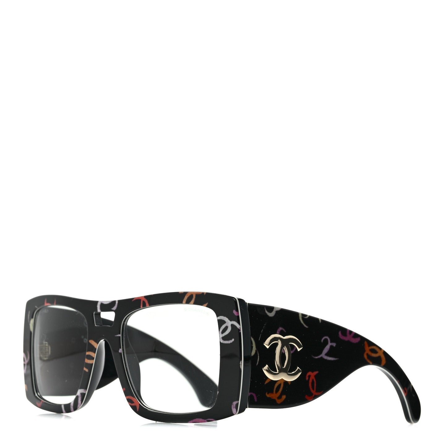 Acetate CC Logo Square Sunglasses 71628 Black Multicolor