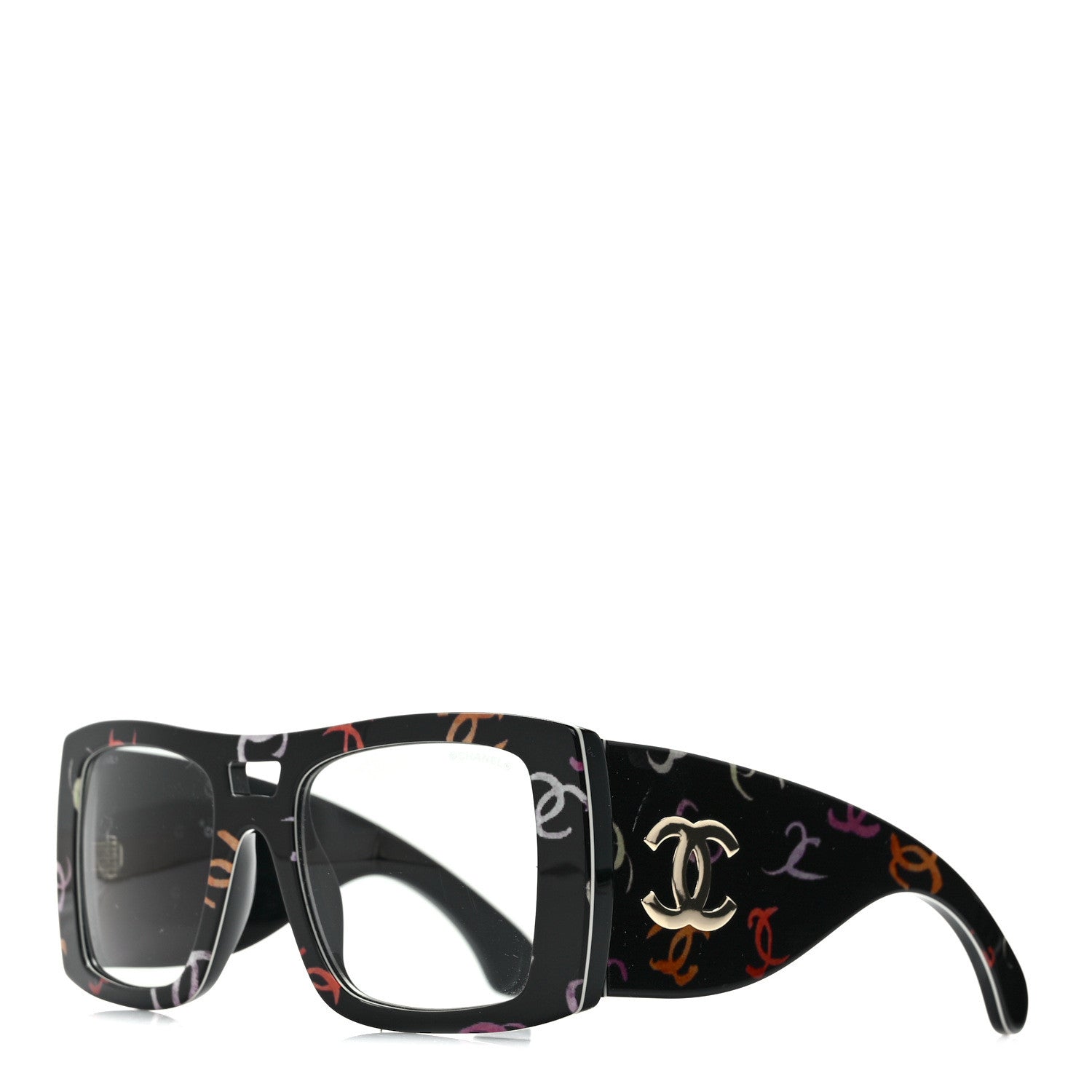 Chanel Acetate CC Logo Square Sunglasses 71628 Black Multicolor 1 of 8