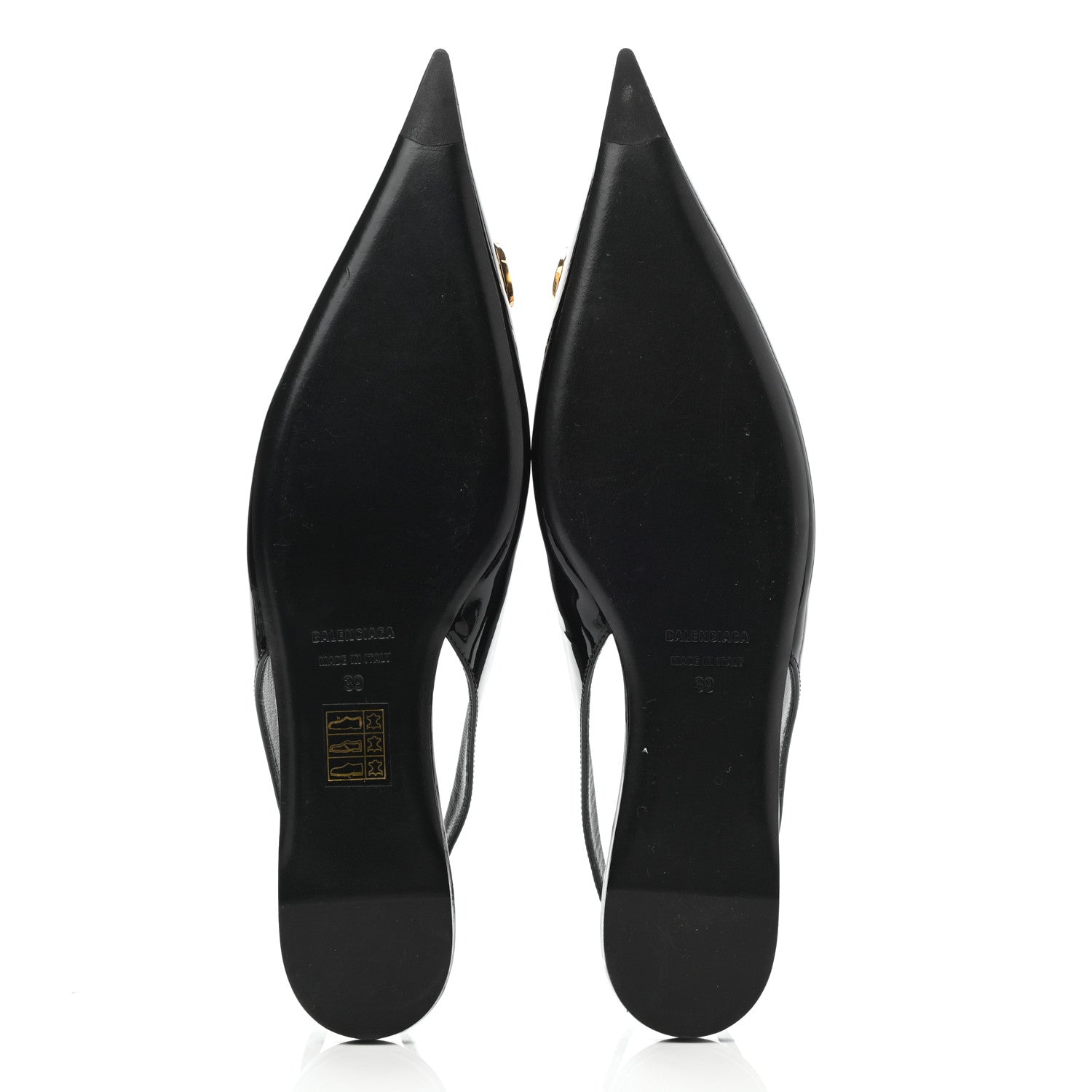 Balenciaga Patent BB Knife Pointy Toe Slingback Flats 39 Black 5 of 12
