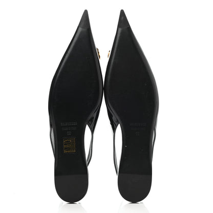 Balenciaga Patent BB Knife Pointy Toe Slingback Flats 39 Black 5 of 12