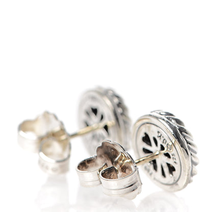 David Yurman Sterling Silver 18K Yellow Gold Diamond Cookie Cable Earrings 3 of 4
