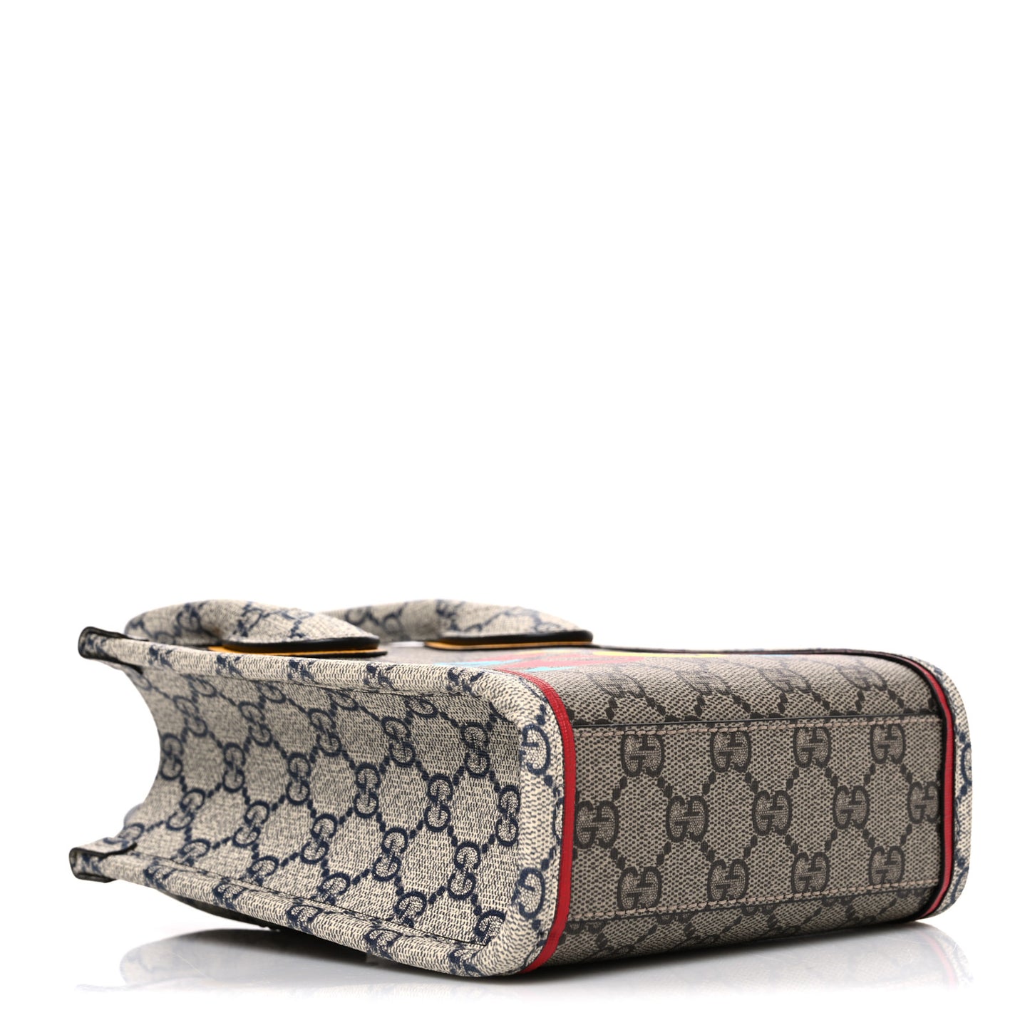 GG Supreme Monogram Exquisite Mini Vertical Tote Beige Ebony Blue Crop Live Red
