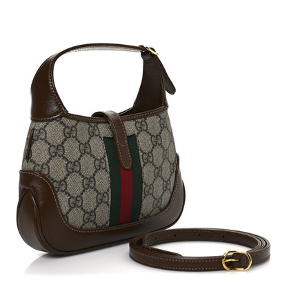 Gucci GG Supreme Monogram Azalea Calfskin Web Mini Jackie 1961 Hobo Beige Ebony Brown Sugar 4 of 18