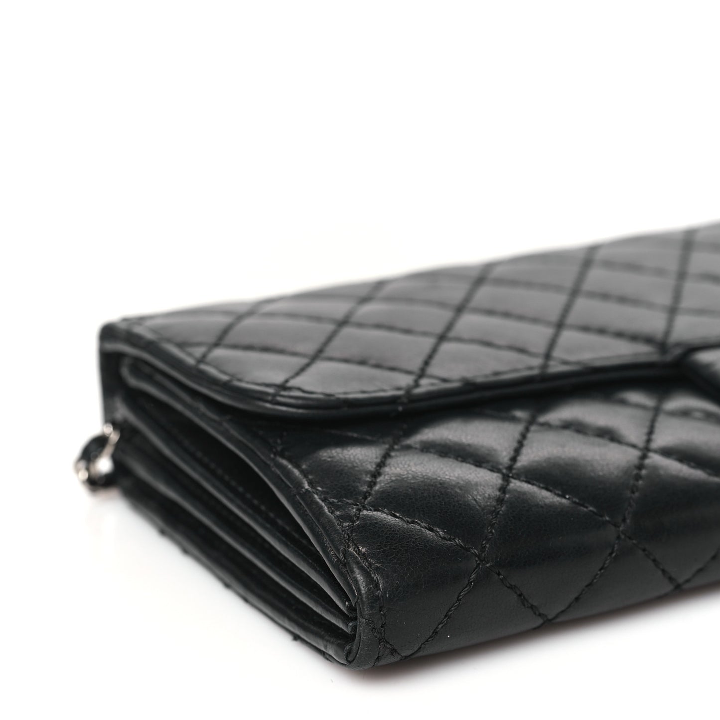 Lambskin Quilted Clutch with Chain Flap Black