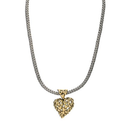 John Hardy Sterling Silver 18K Yellow Gold 7mm Classic Chain Heart Pendant Necklace 1 of 3