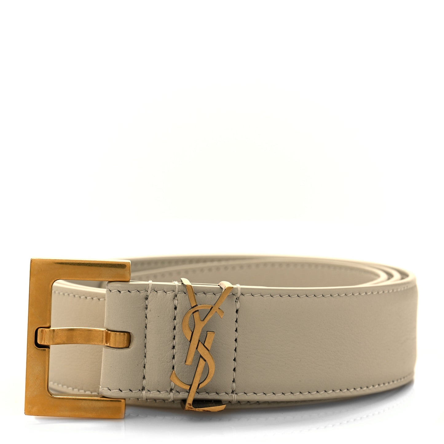 Smooth Calfskin Monogram Square Buckle Belt 75 Crema Soft