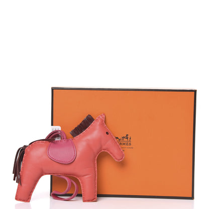 Hermes Milo Lambskin Grigri Rodeo Horse Bag Charm GM Rose Jaipur Shocking Rouge H 4 of 4