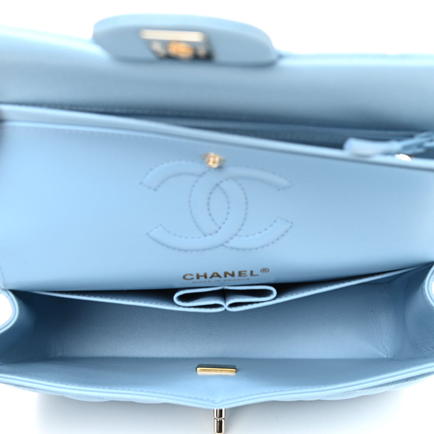 Chanel Caviar Quilted Small Double Flap Light Blue 5 of 10