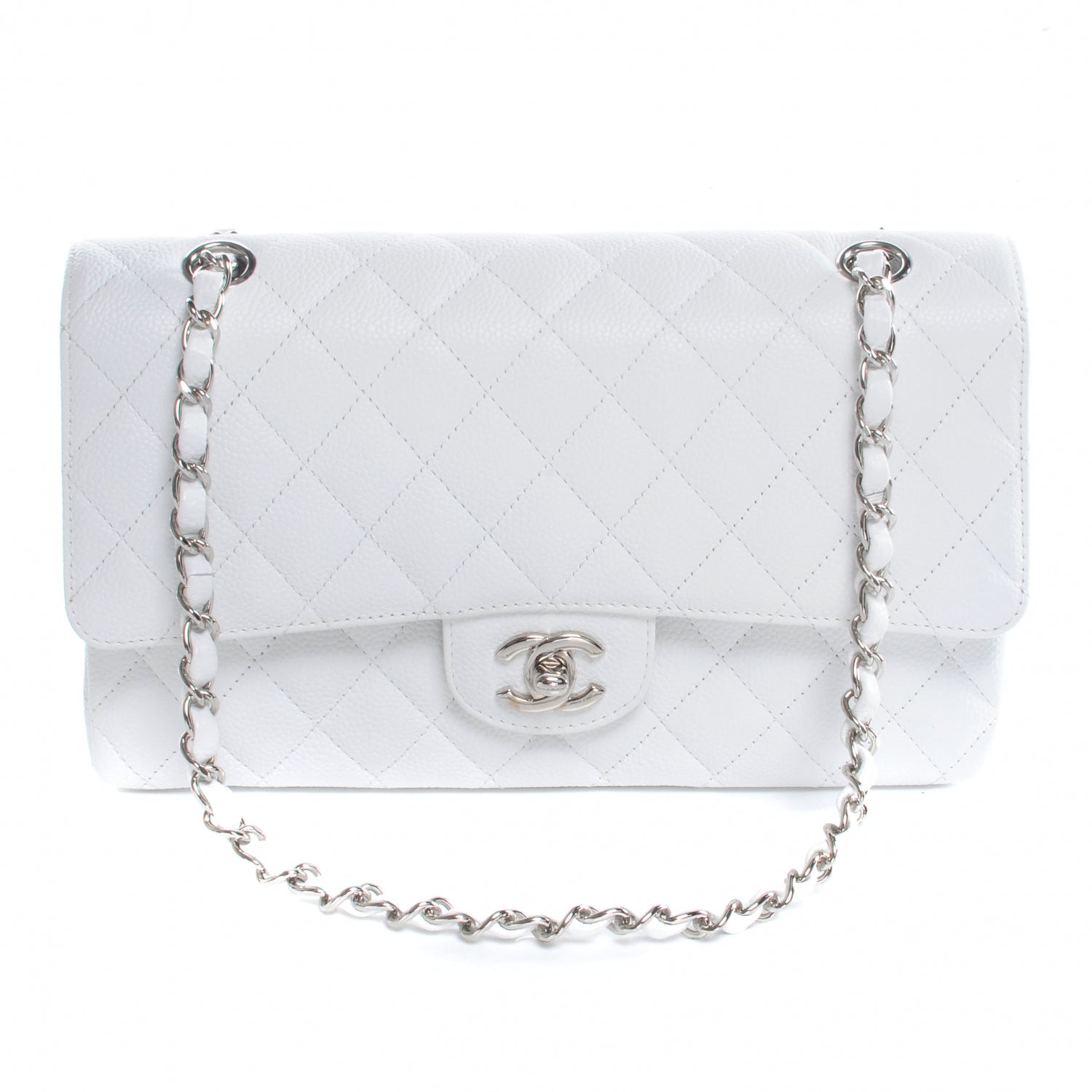 Chanel Caviar Quilted Medium Double Flap White 1 of 8