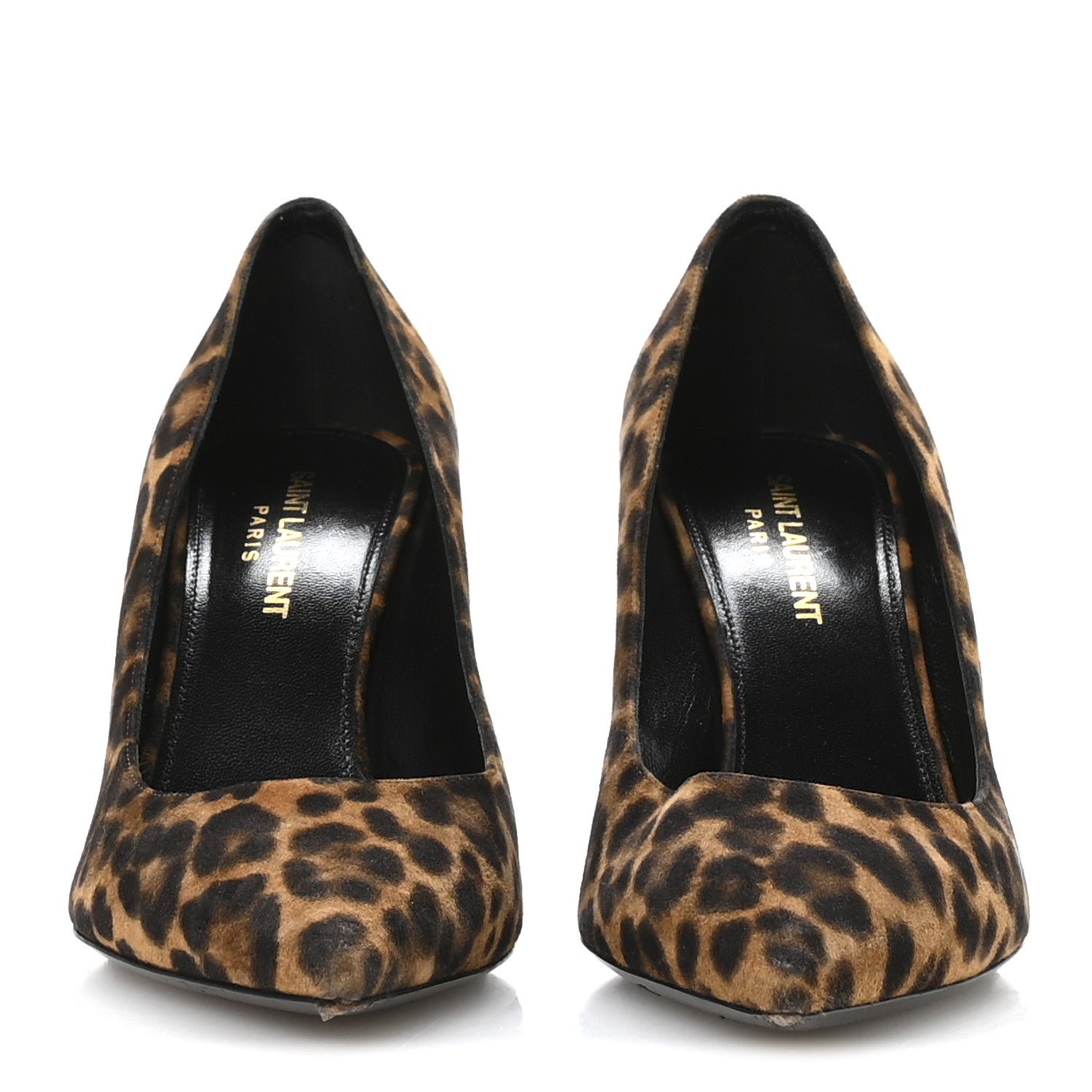 Saint Laurent Suede Leopard Printed Anja Pumps 37 Natural Coffee 3 of 9
