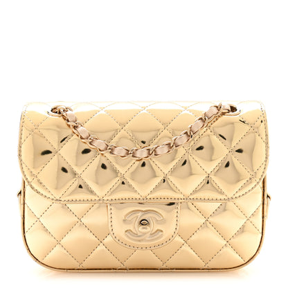 Chanel Mirror Calfskin Metallic Calfskin Quilted Hollywood Boulevard Mini Flap Gold 1 of 10