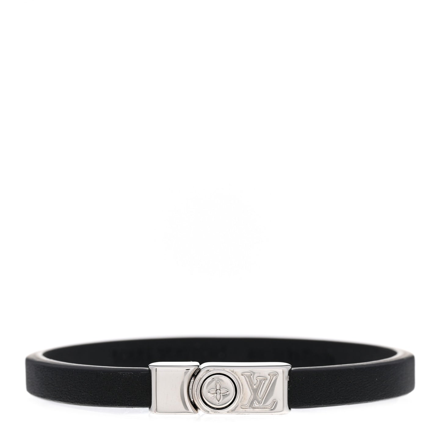 Calfskin Monogram Flower Edge Bracelet 19 Black