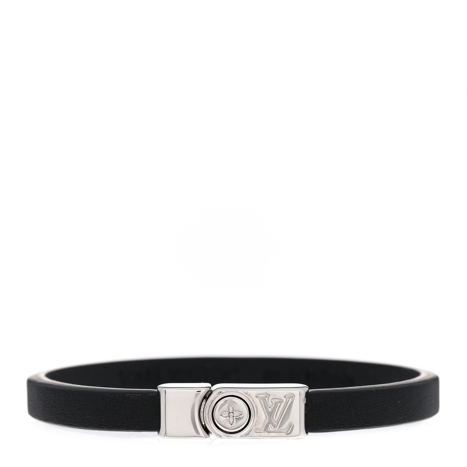 Louis Vuitton Calfskin Monogram Flower Edge Bracelet 19 Black 1 of 5