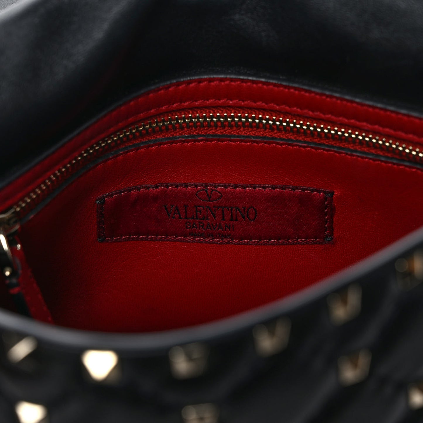 Lambskin Medium Rockstud Spike Shoulder Bag Black