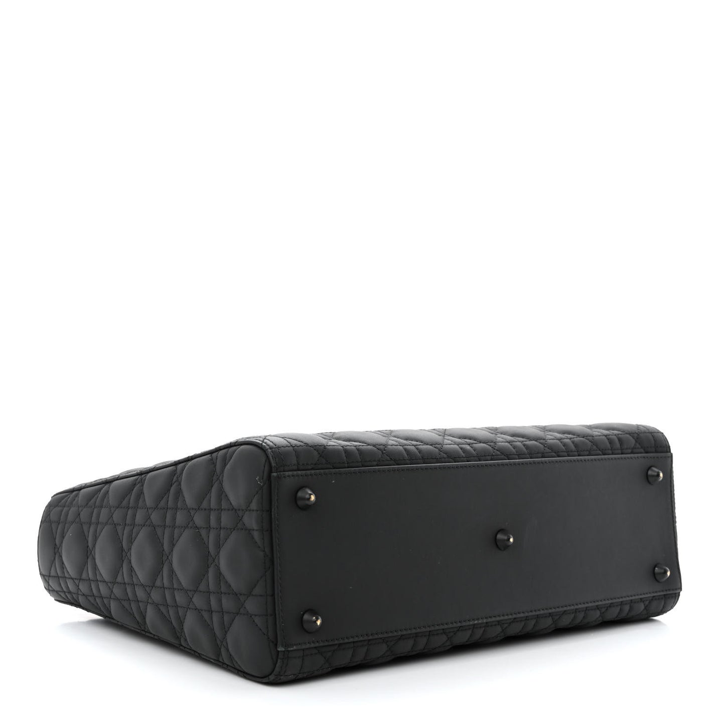 Ultra Matte Calfskin Cannage Large Lady Dior Black