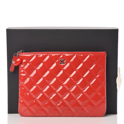 Chanel Patent Calfskin Quilted Valentine Hearts O Cosmetic Case Dark Pink 10 of 10