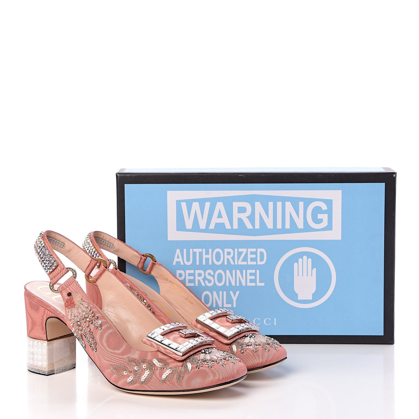 Moire Fabric Eyes Crystal Square G Madelyn Slingbacks 41 New Blush