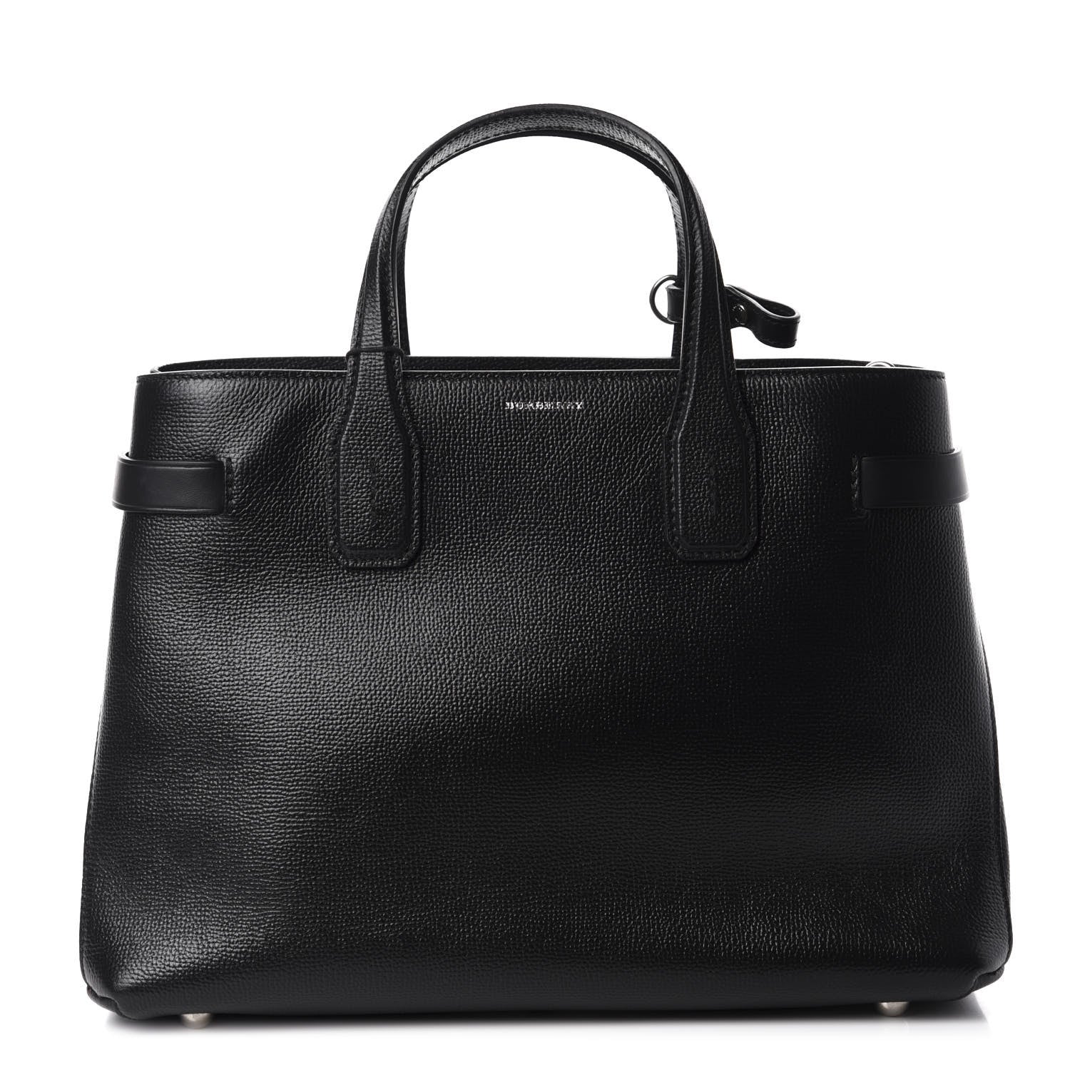 Burberry Derby Calfskin House Check Medium Banner Tote Black 1 of 11