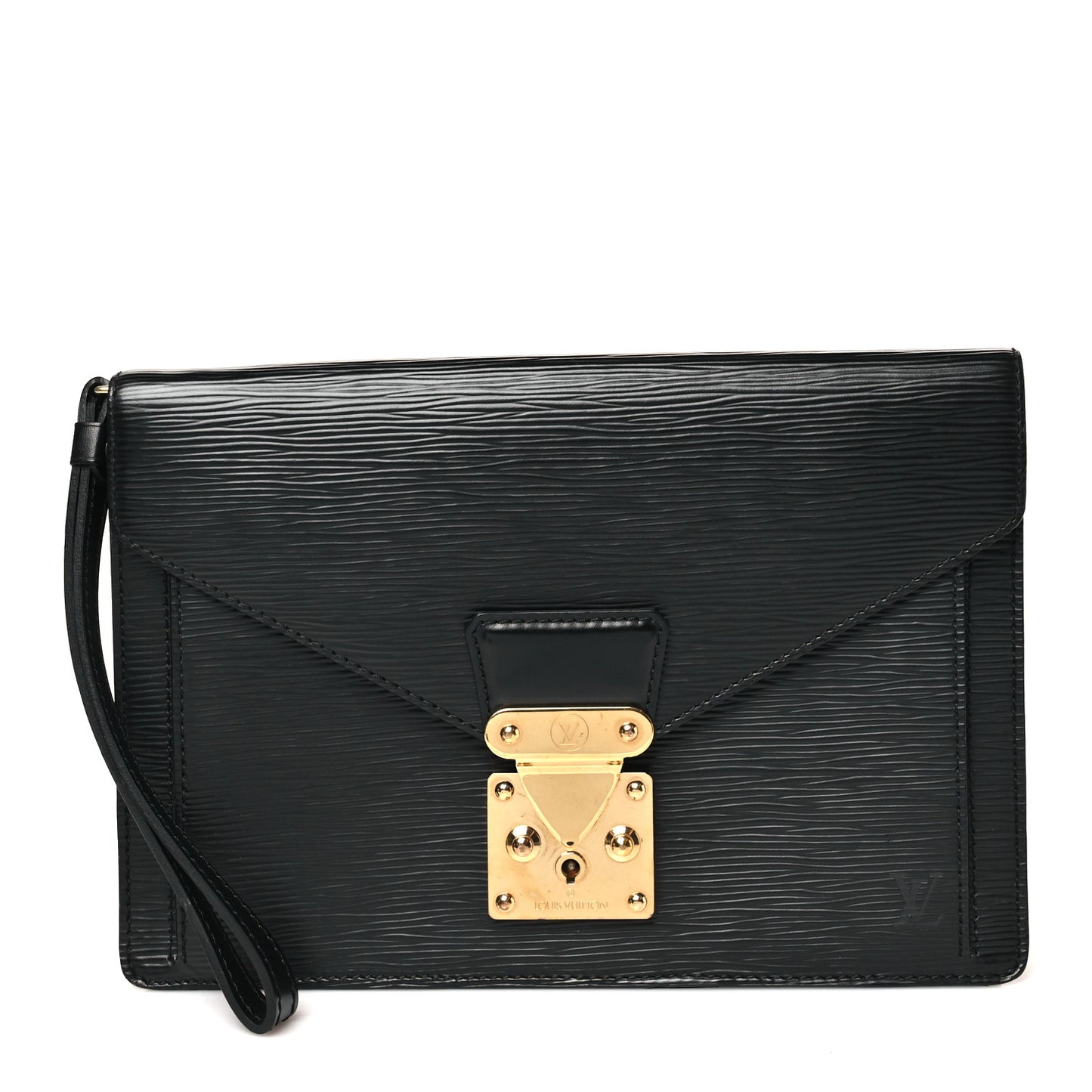 Epi Pochette Sellier Dragonne Clutch Black