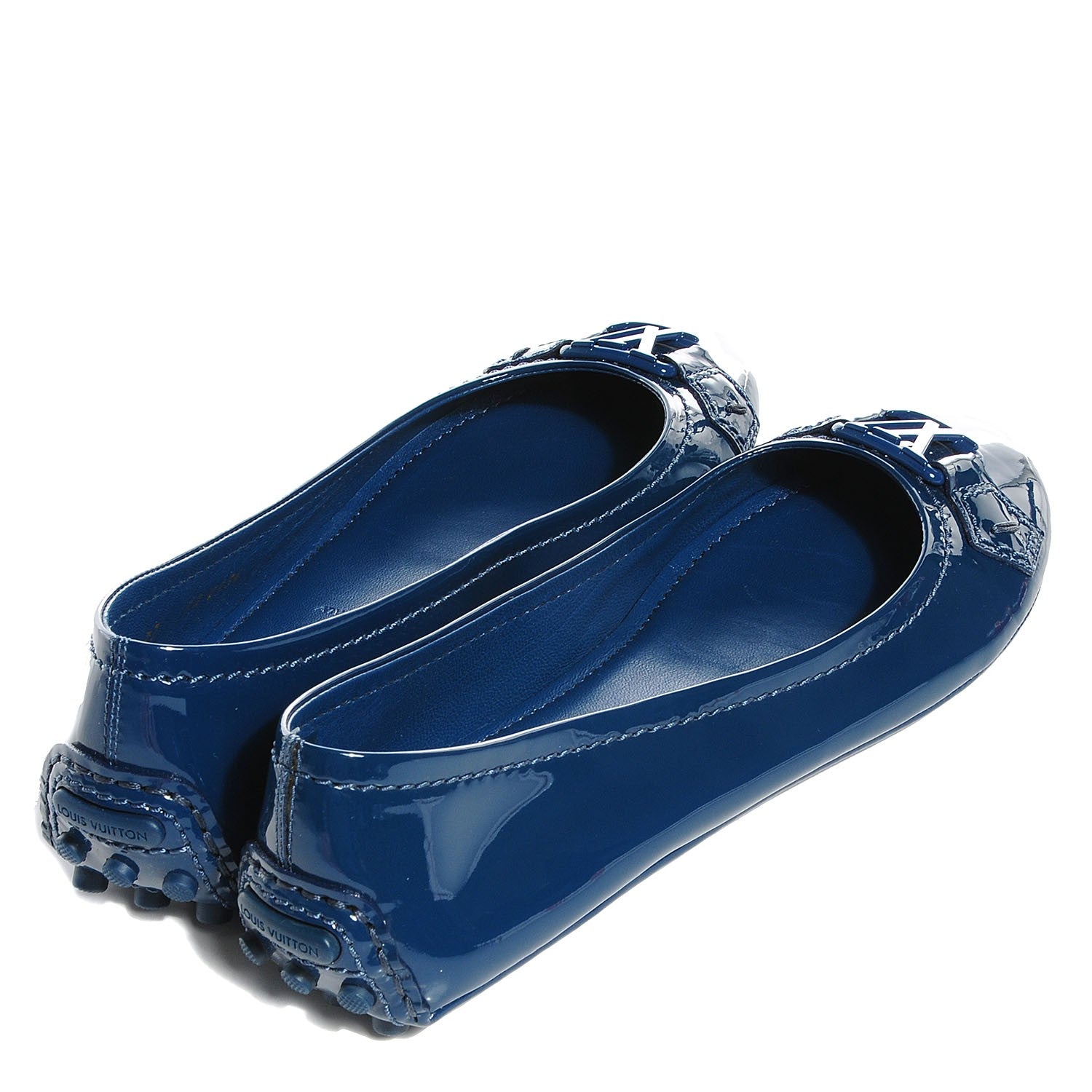Louis Vuitton Patent Calfskin Oxford Ballerina Flats 37 Blue 4 of 8