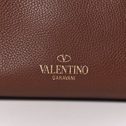 Valentino Garavani Pebbled Calfskin Rockstud Double Handle Cinch Tote Light Brown 9 of 12