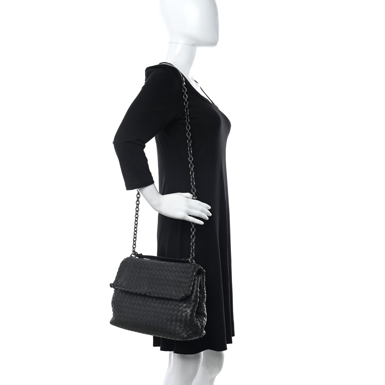Bottega Veneta Nappa Intrecciato Medium Olimpia Shoulder Bag Black 2 of 13