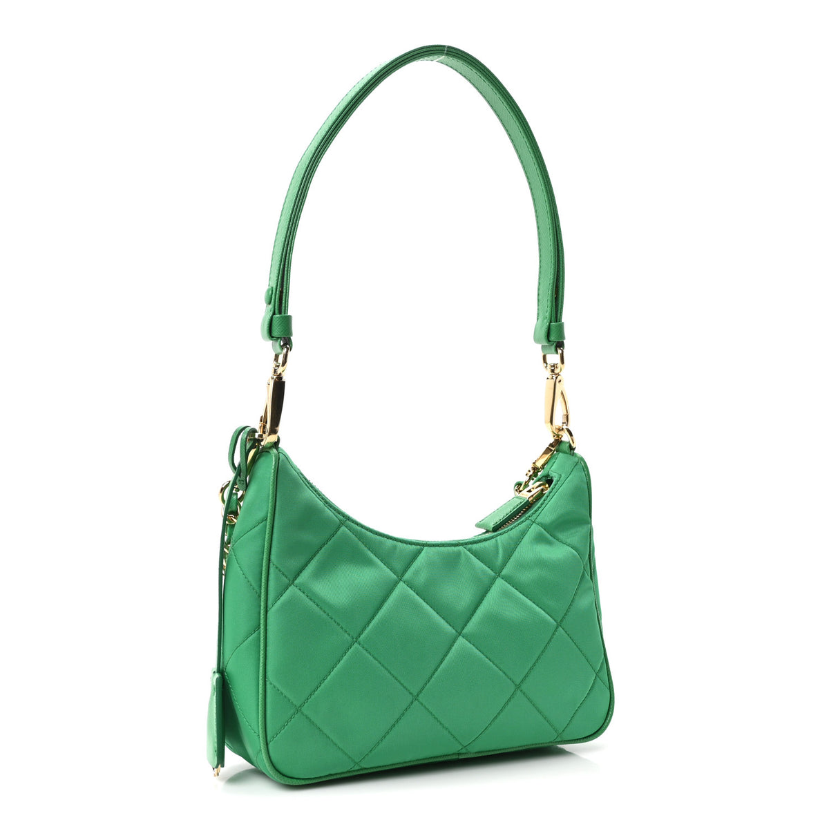 Re-Nylon Saffiano Stitched Mini Re-Edition 1995 Chaine Shoulder Bag Menta