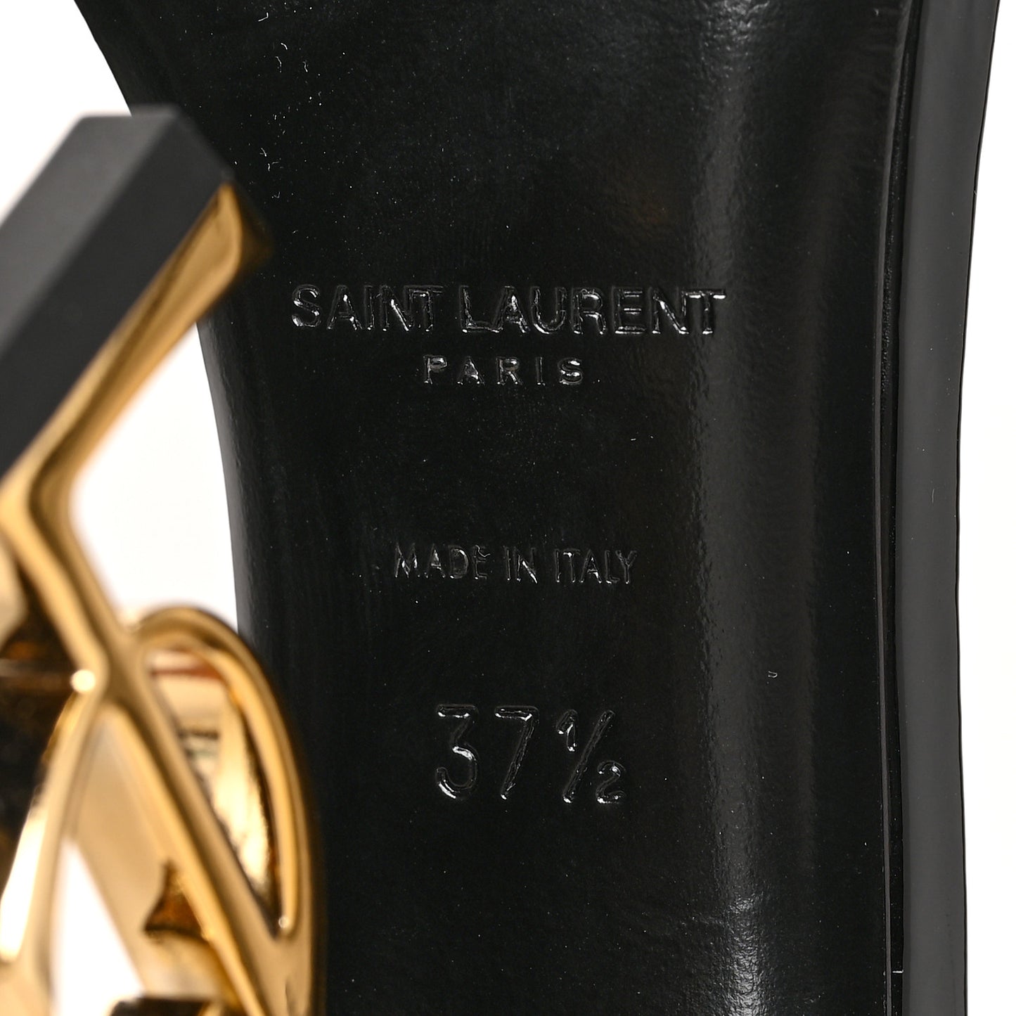 Patent Calfskin Opyum 110 Sandals 37.5 Black Gold
