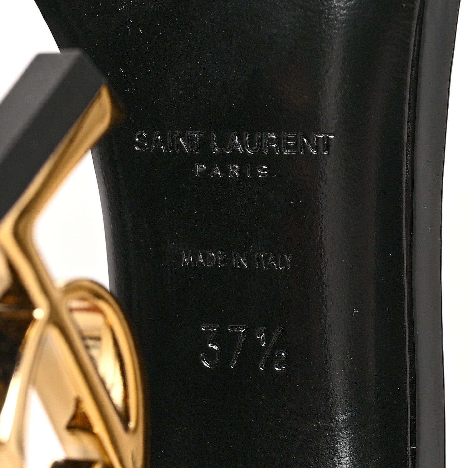 Saint Laurent Patent Calfskin Opyum 110 Sandals 37.5 Black Gold 7 of 7