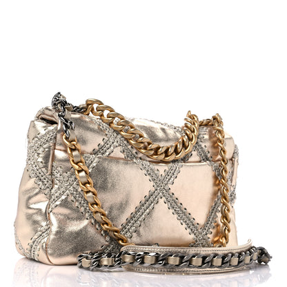 Chanel Metallic Calfskin Crochet Medium Chanel 19 Flap Gold 3 of 11