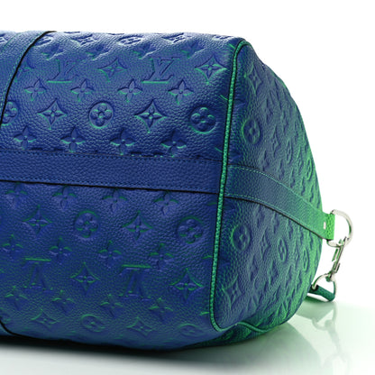 Louis Vuitton Taurillon Illusion Keepall Bandouliere 50 Bleu Vert 8 of 8