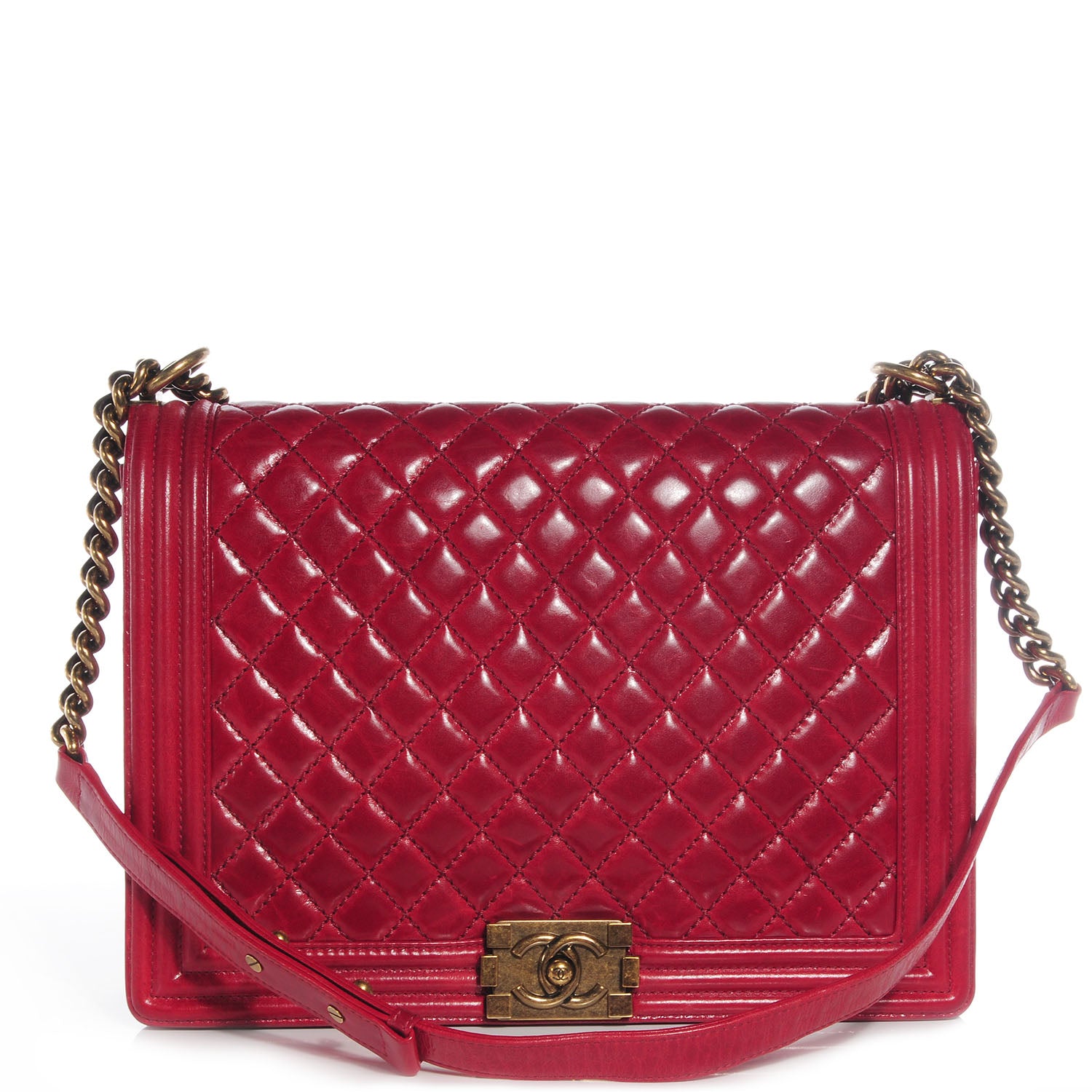 Chanel Calfskin Quilted Large Boy Flap Red 1 of 9