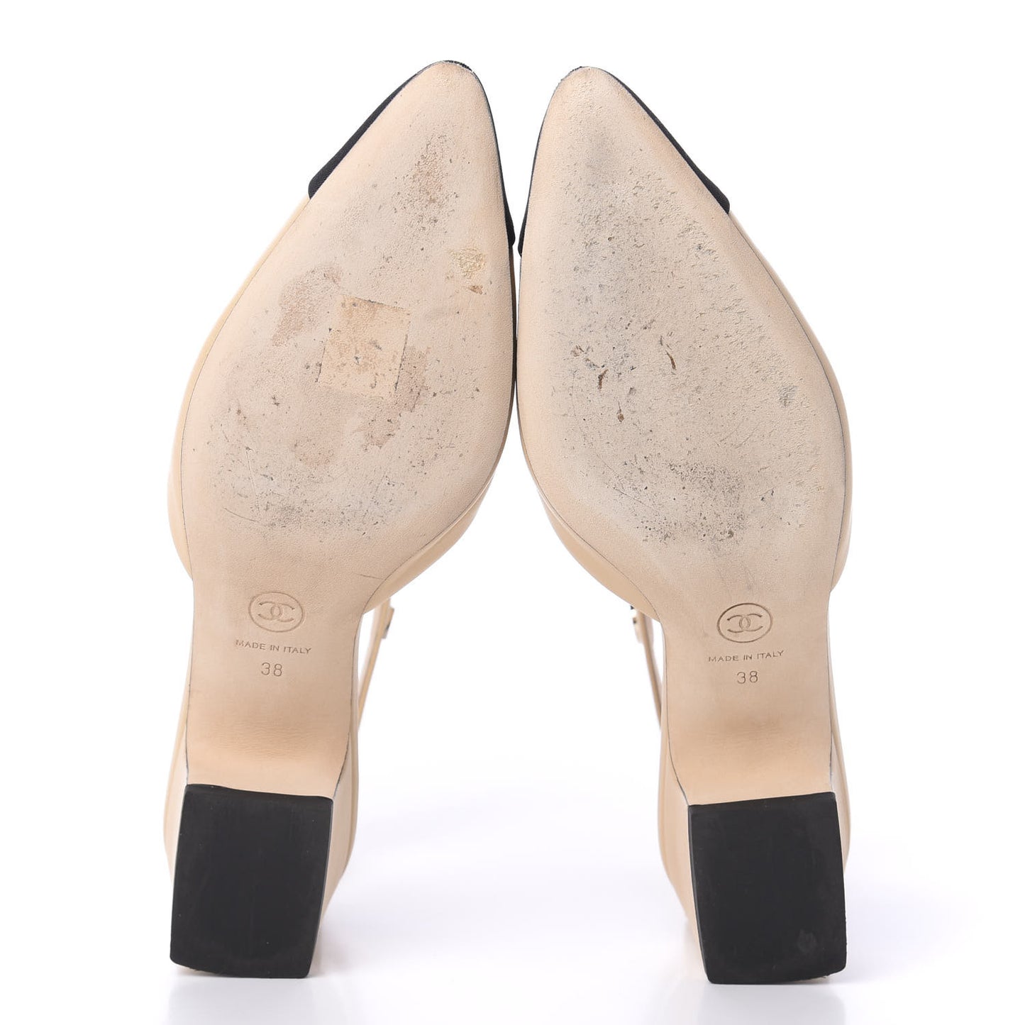Lambskin Grosgrain Cap Toe Logo Ankle Strap Pumps 38 Beige Black