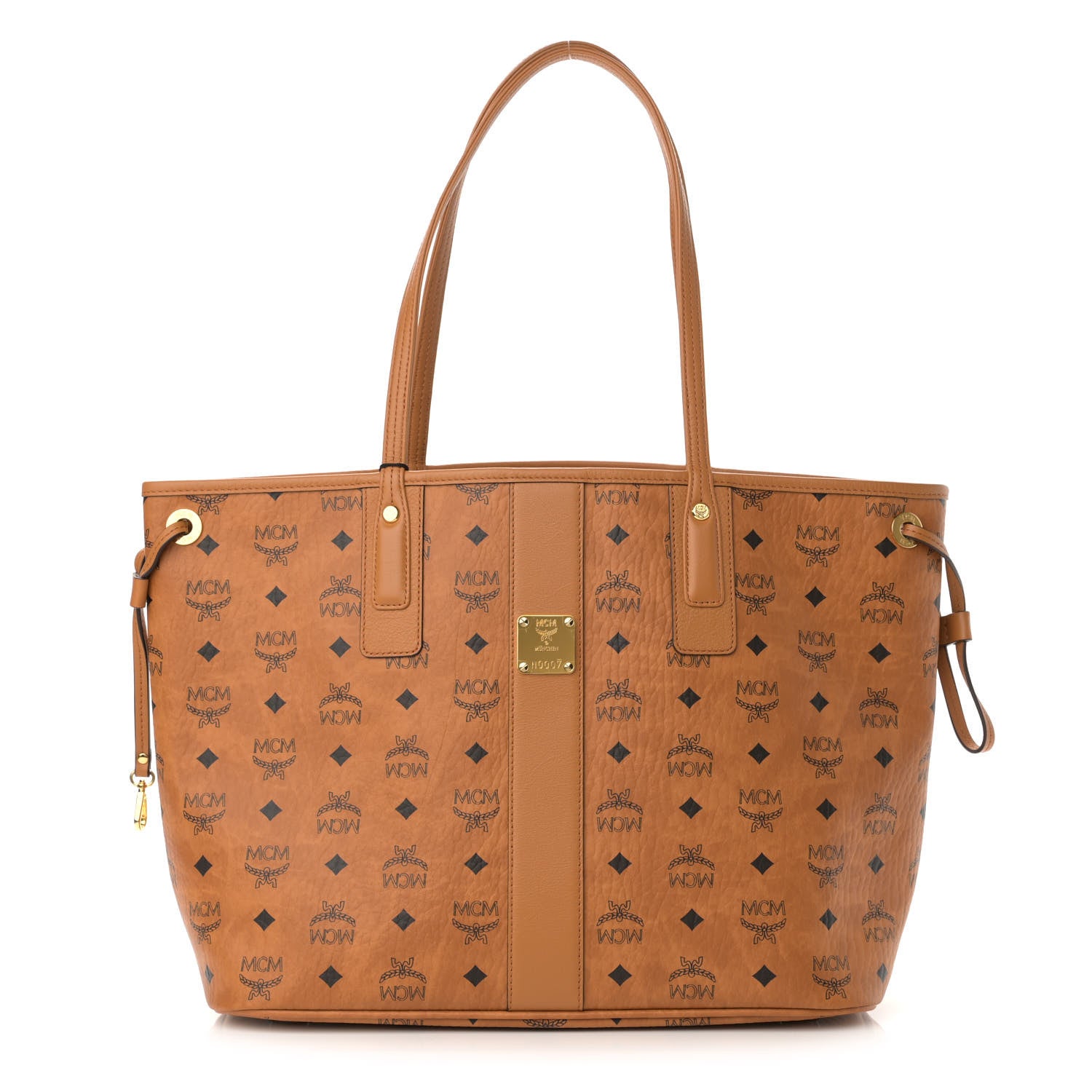 MCM Visetos Medium Liz Reversible Shopper Tote Cognac 1 of 10
