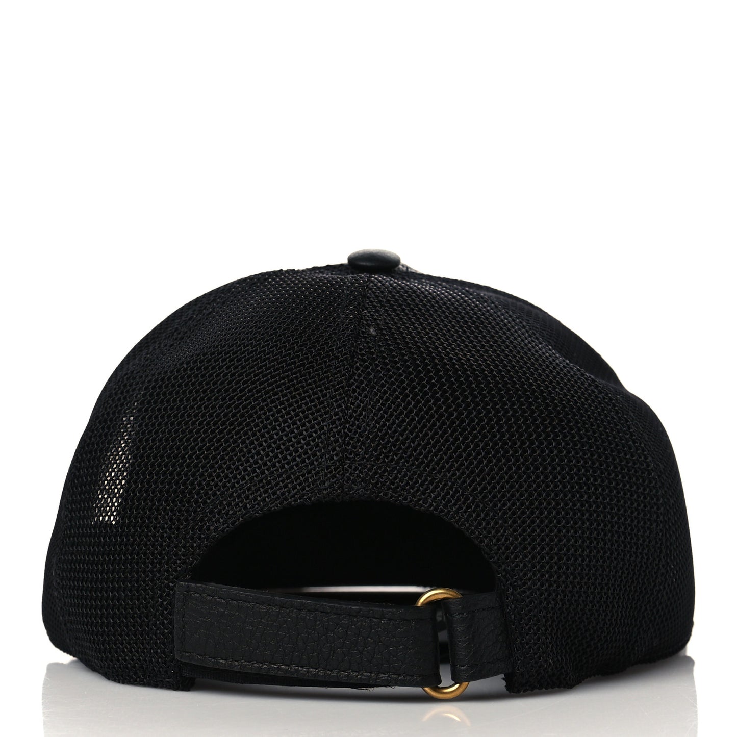 Grained Calfskin Logo Baseball Hat M Black