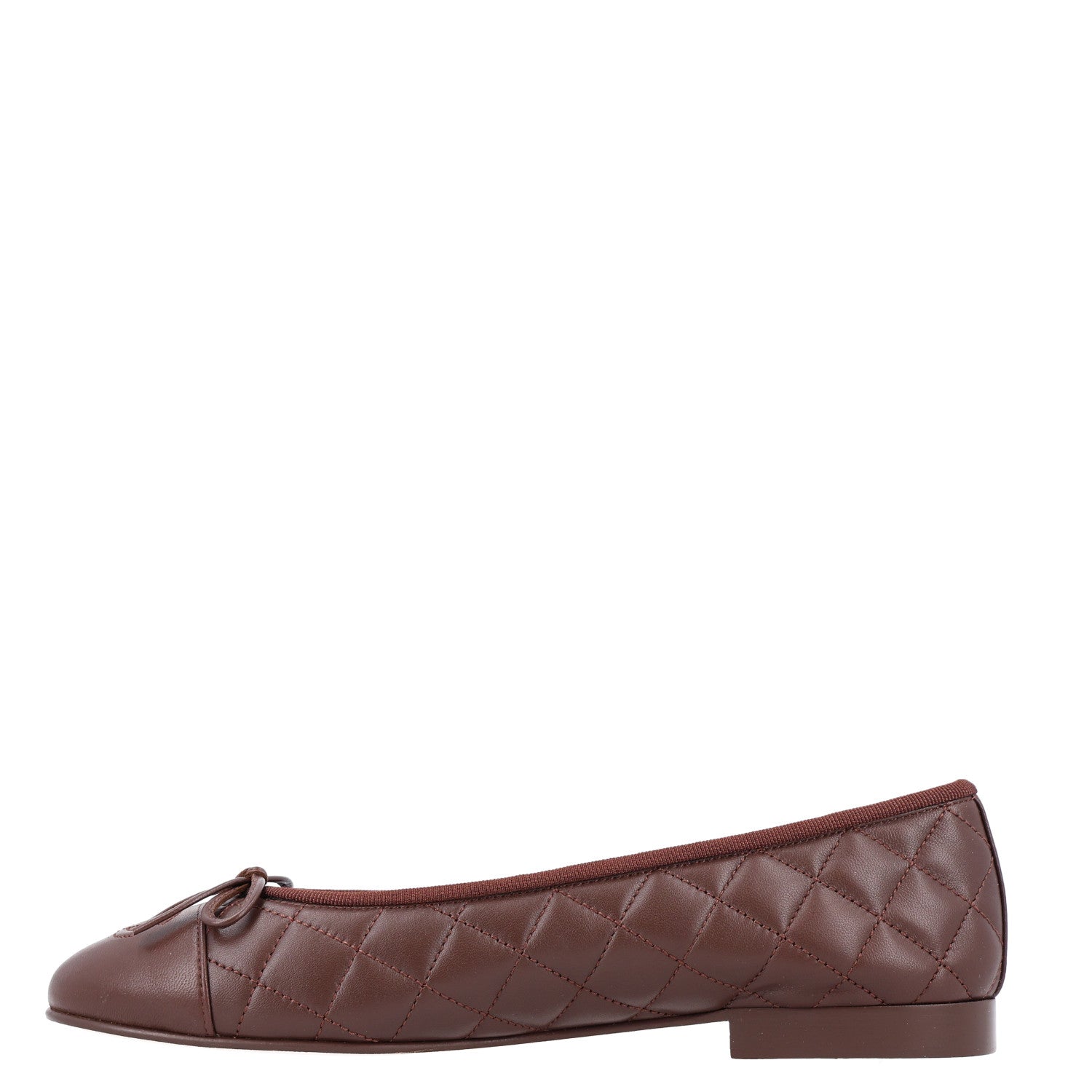 Chanel Lambskin Quilted CC Cap Toe Ballerina Flats 39.5 Dark Brown 1 of 9