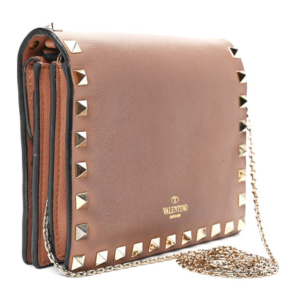 Valentino Garavani Vitello Rockstud Wallet on Chain Poudre 3 of 14