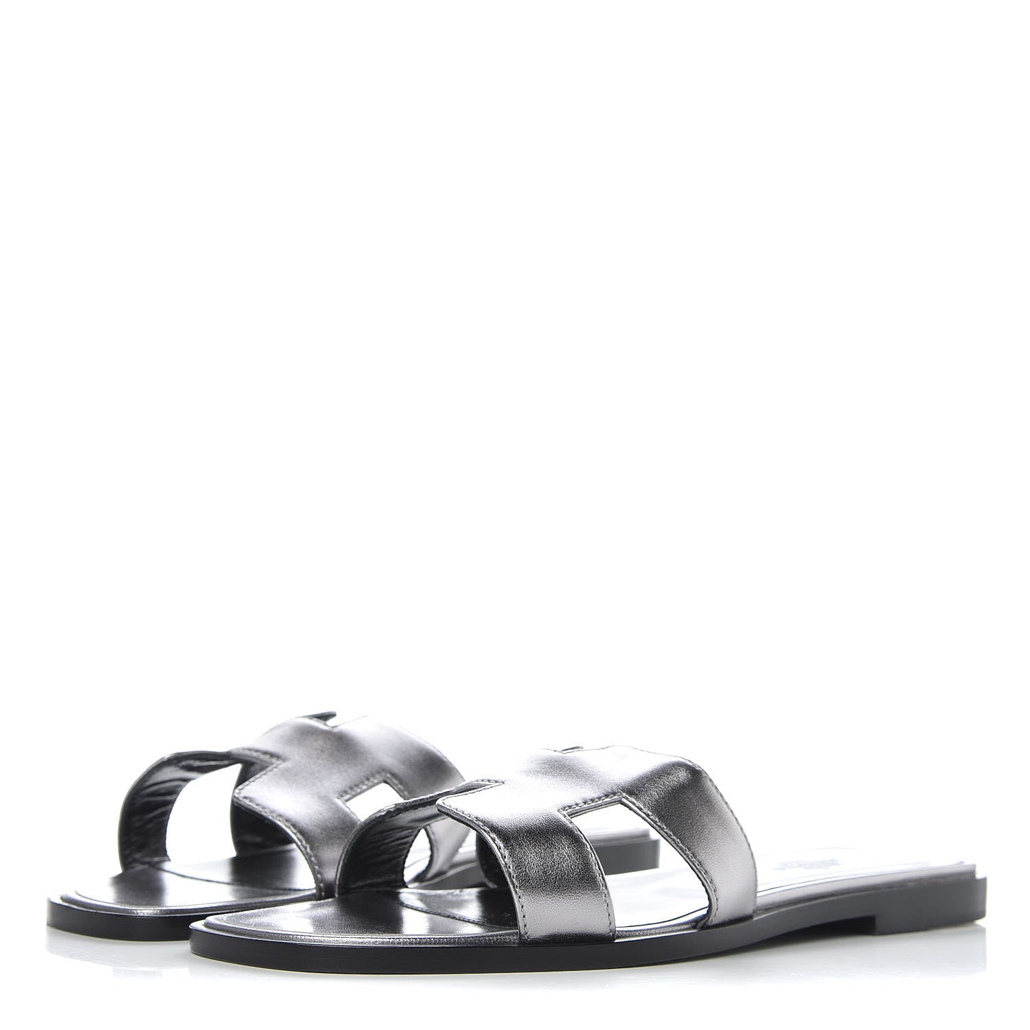 Hermes Metallic Nappa Calfskin Oran Sandals 37 Argent 3 of 11
