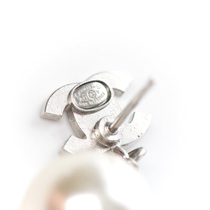 Chanel Crystal Pearl CC Drop Earrings Silver 4 of 4