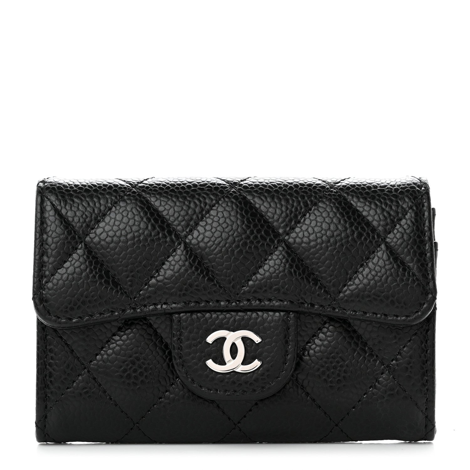 Chanel Caviar Quilted Flap Card Holder Wallet Black 1 of 9