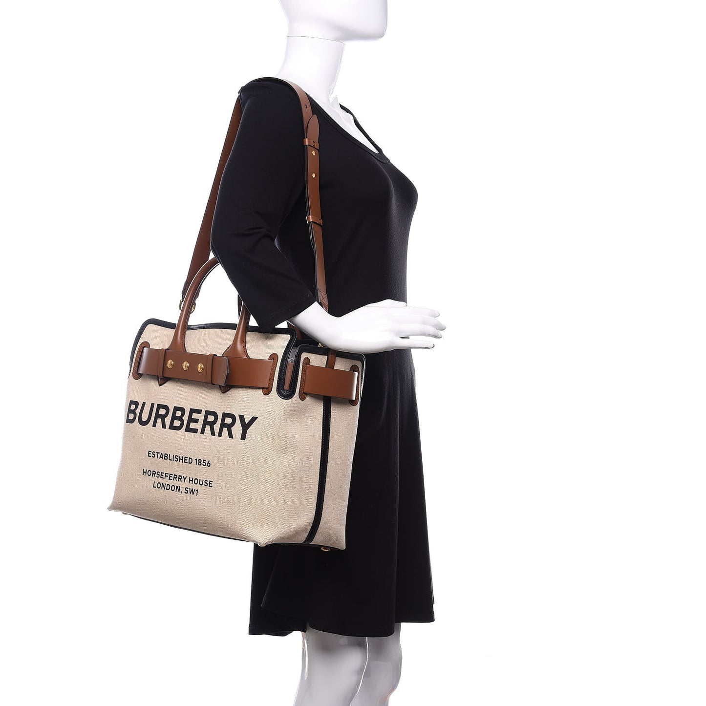 Calfskin Canvas Logo Print Medium Belt Bag Malt Brown Black