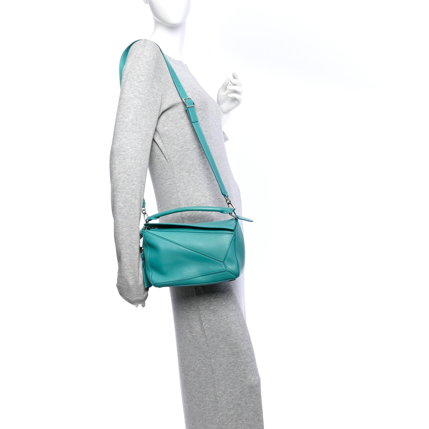 Loewe Nappa Lambskin Small Featherlight Puzzle Bag Aquamarine 2 of 9