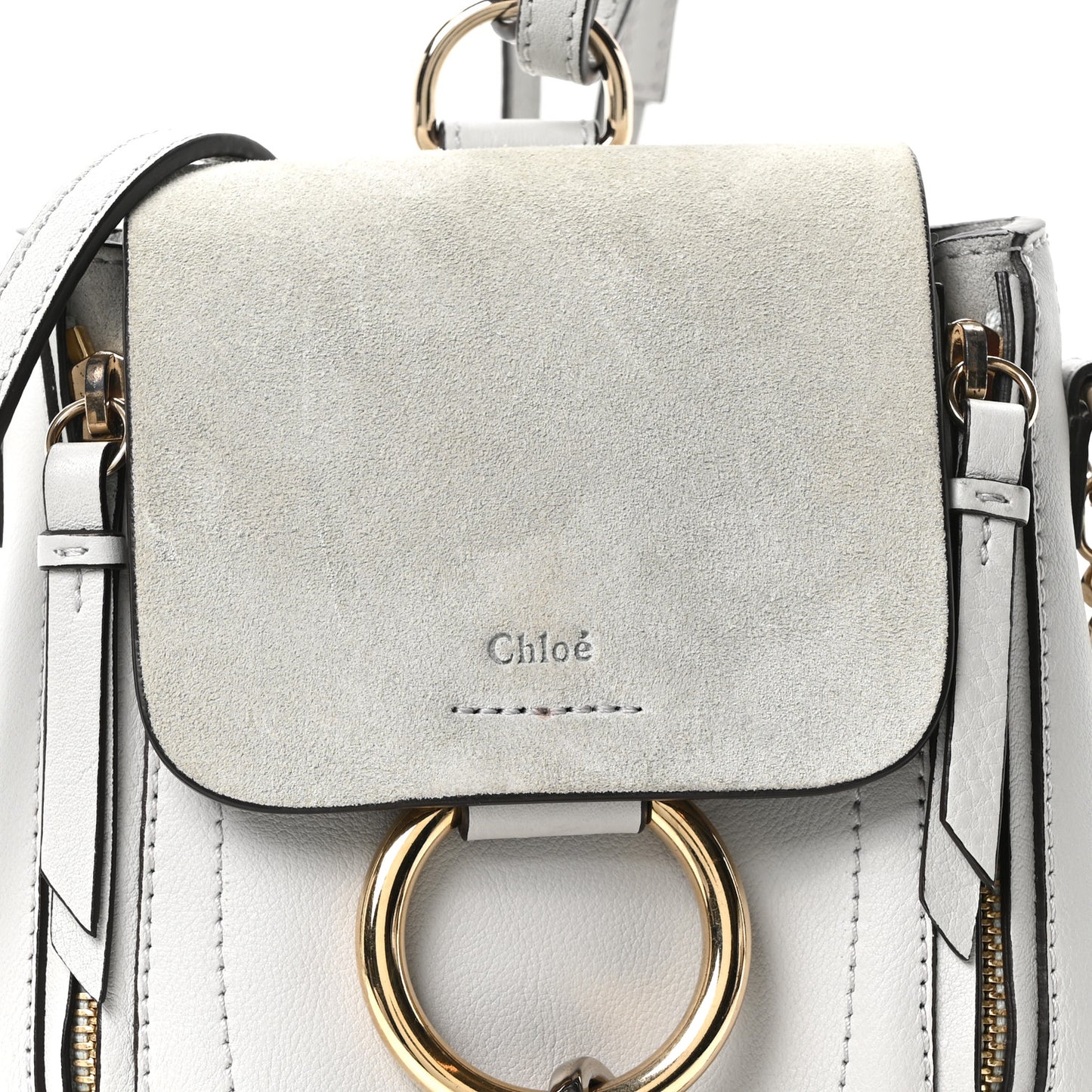 Suede Calfskin Mini Faye Backpack Airy Grey