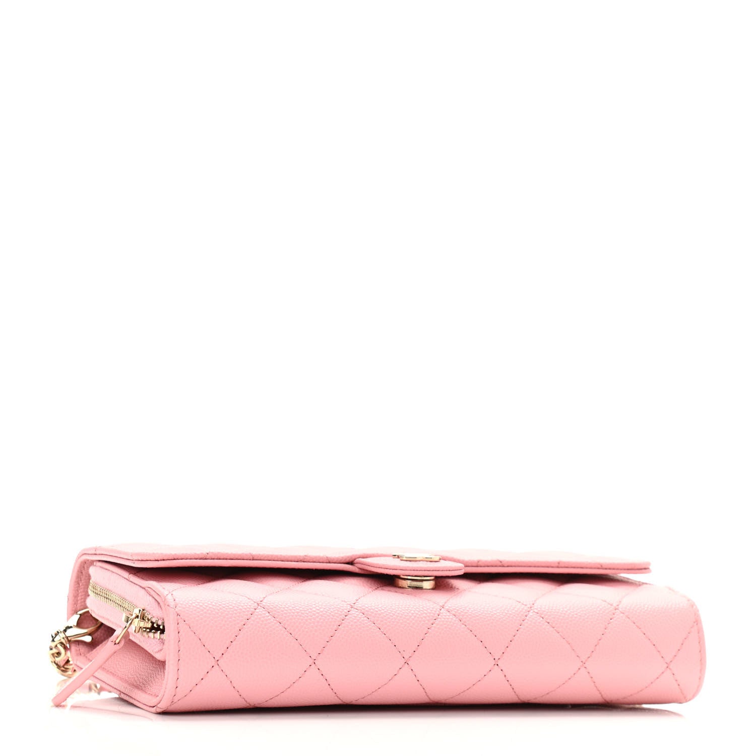 Chanel Caviar Quilted Phone Holder Wallet on Removable Chain Pink 5 of 13