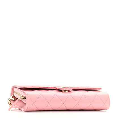Chanel Caviar Quilted Phone Holder Wallet on Removable Chain Pink 5 of 13