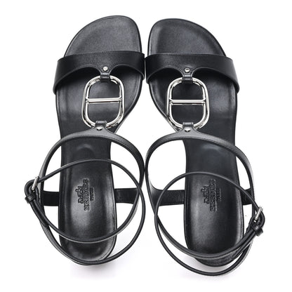 Hermes Calfskin Miramar 50 Sandals 40 Black 2 of 10