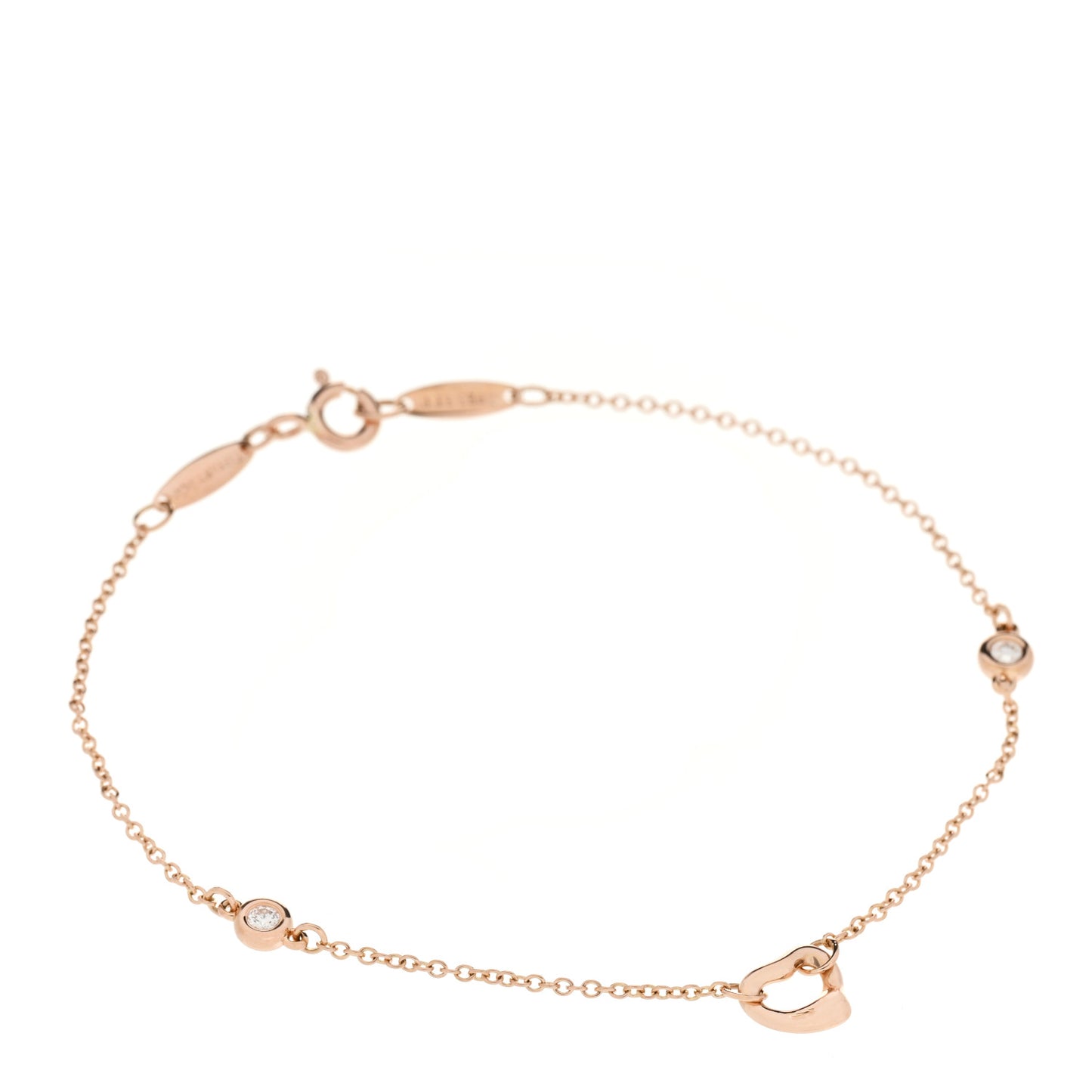 18K Rose Gold Diamond Elsa Peretti Diamonds by the Yard Open Heart Bracelet