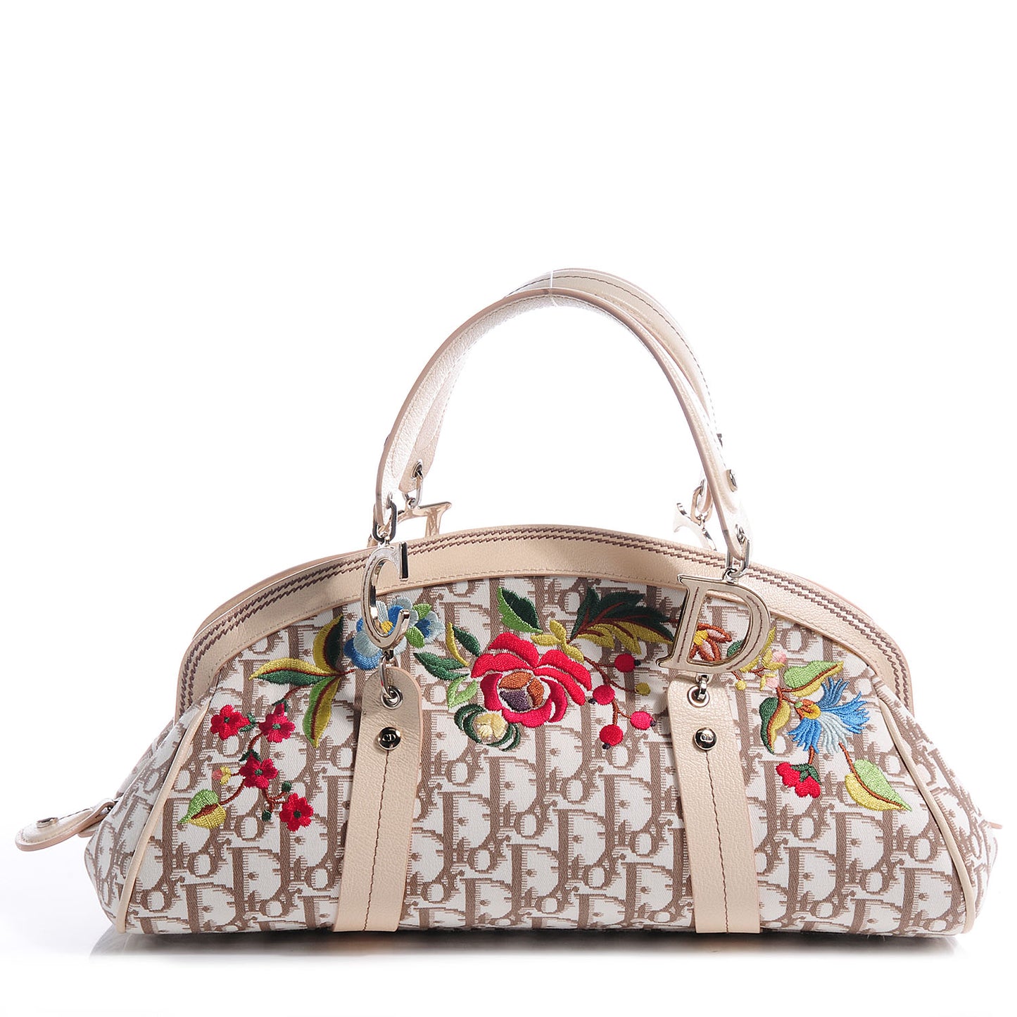 Monogram Vintage Flowers Frame Satchel