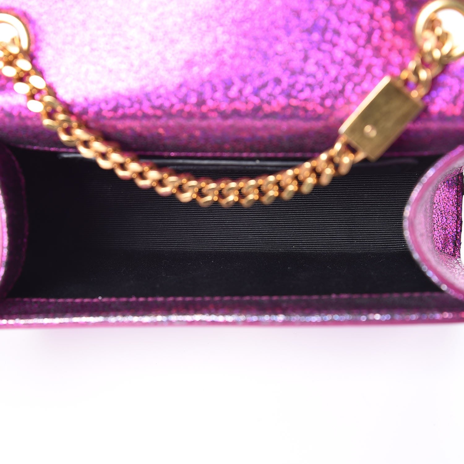 Saint Laurent Metallic Calfskin Small Classic Monogram Kate Satchel Fuchsia 5 of 6